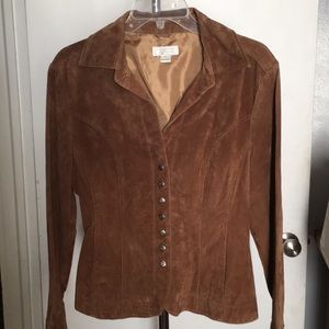 Brown Suede Leather Coat by Christopher and Banks
